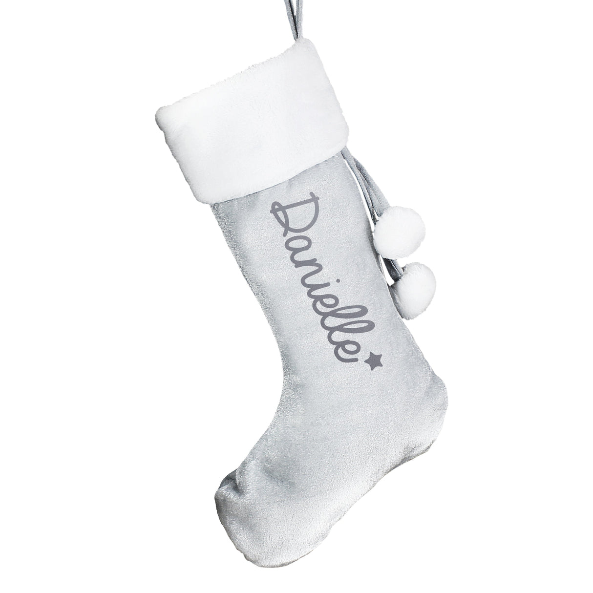 Personalised Name Only Silver Grey Stocking: 4 - Christmas Stockings By Gift Moments