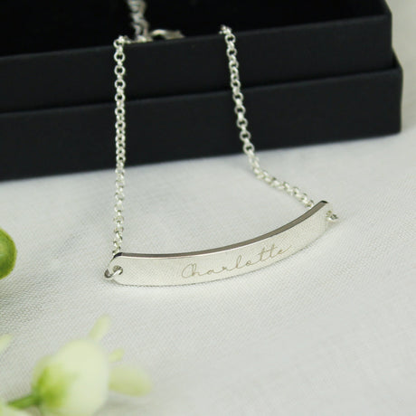 Personalised Name Only Silver Tone Bar Bracelet: 2 - Bracelets By Gift Moments