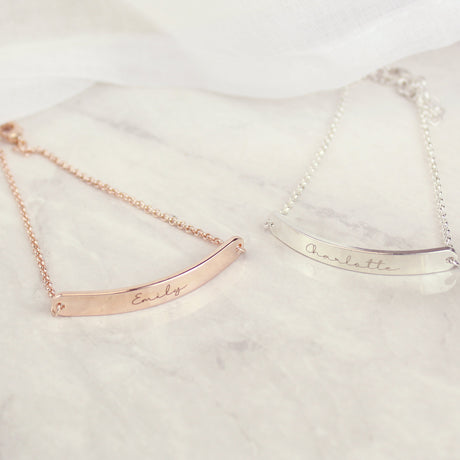 Personalised Name Only Silver Tone Bar Bracelet: 4 - Bracelets By Gift Moments