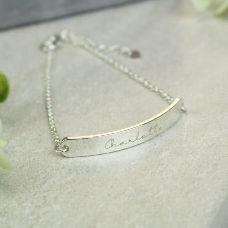 Personalised Name Only Silver Tone Bar Bracelet: 1 - Bracelets By Gift Moments