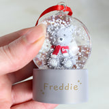 Personalised Name Only Teddy Bear Glitter Snow Globe Tree Decoration: 2 - Snow Globes By Gift Moments