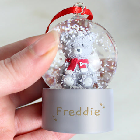 Personalised Name Only Teddy Bear Glitter Snow Globe Tree Decoration: 2 - Snow Globes By Gift Moments