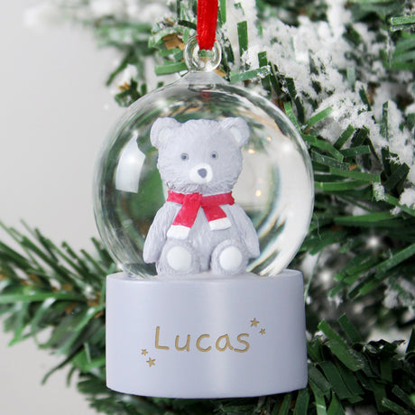 Personalised Name Only Teddy Bear Glitter Snow Globe Tree Decoration: 1 - Snow Globes By Gift Moments