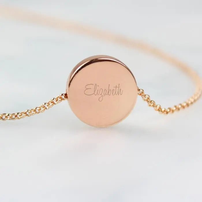 Personalised Any Name Rose Gold Tone Disc Necklace: 1 - Necklaces By Gift Moments