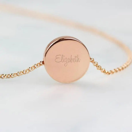 Personalised Any Name Rose Gold Tone Disc Necklace: 1 - Necklaces By Gift Moments