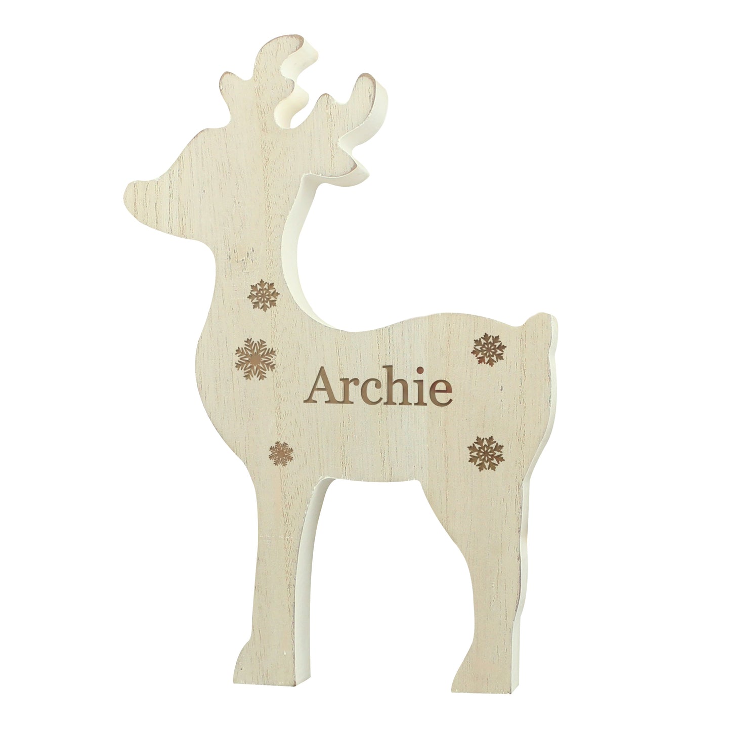 Personalised Any Name Rustic Wooden Reindeer Decoration: 7 - Christmas Decorations By Gift Moments