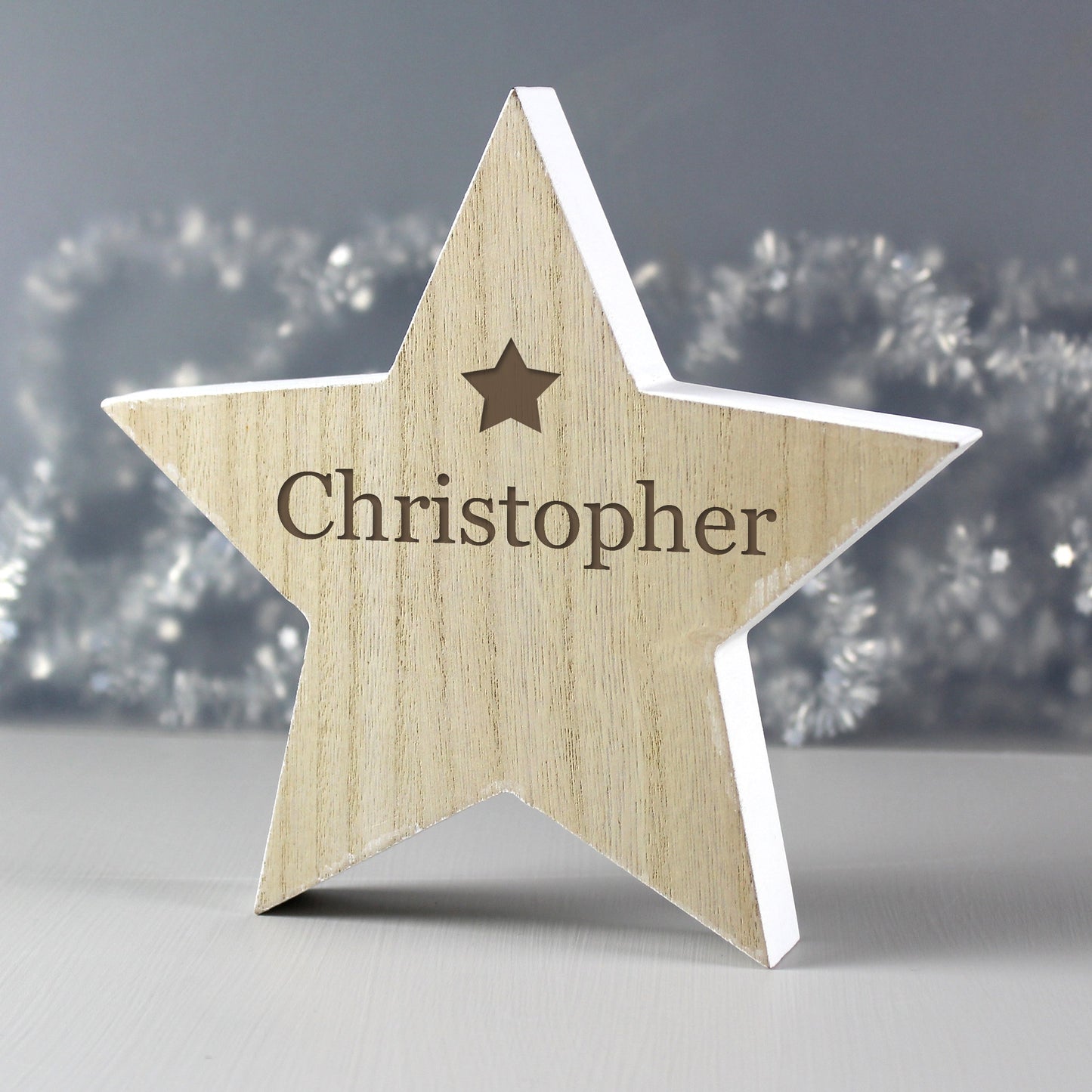 Personalised Any Name Rustic Wooden Star Decoration: 3 - Ornaments By Gift Moments