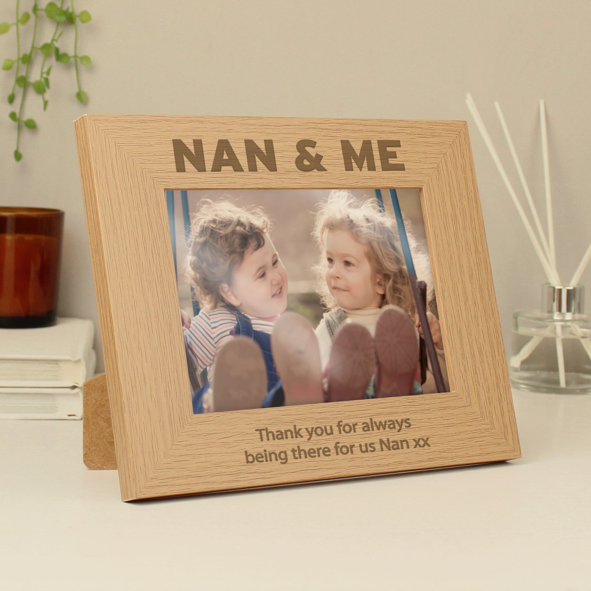 Personalised Nan & Me 5x7 Landscape Oak Finish Photo Frame: 2 - Photo Frames By Gift Moments