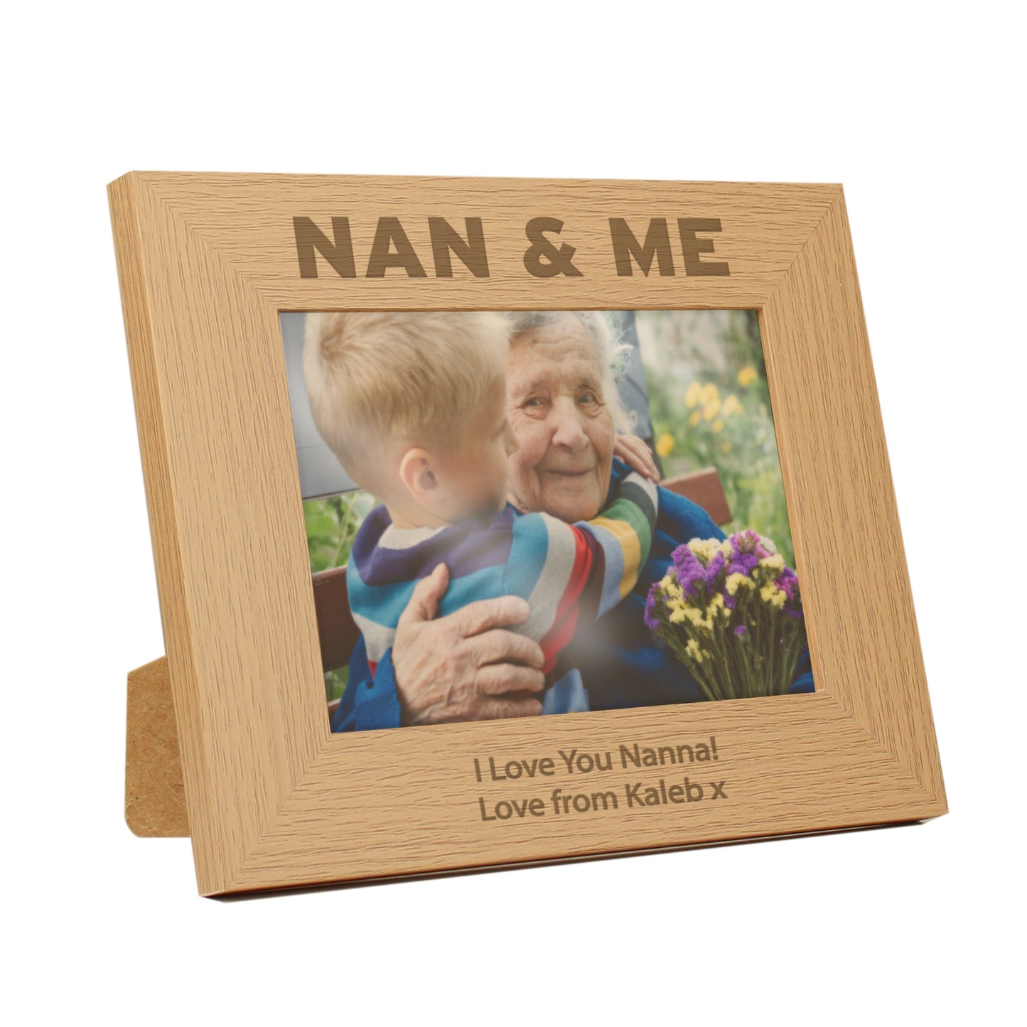 Personalised Nan & Me 5x7 Landscape Oak Finish Photo Frame: 4 - Photo Frames By Gift Moments