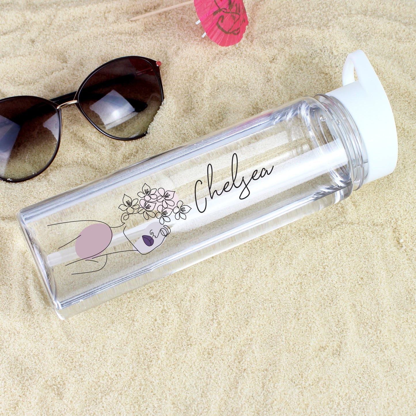 Personalised Natalia Line Art Water Bottle: 3 - Water Bottles By Gift Moments