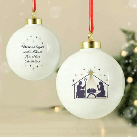 Personalised Nativity Bauble: 2 - Christmas Baubles By Gift Moments