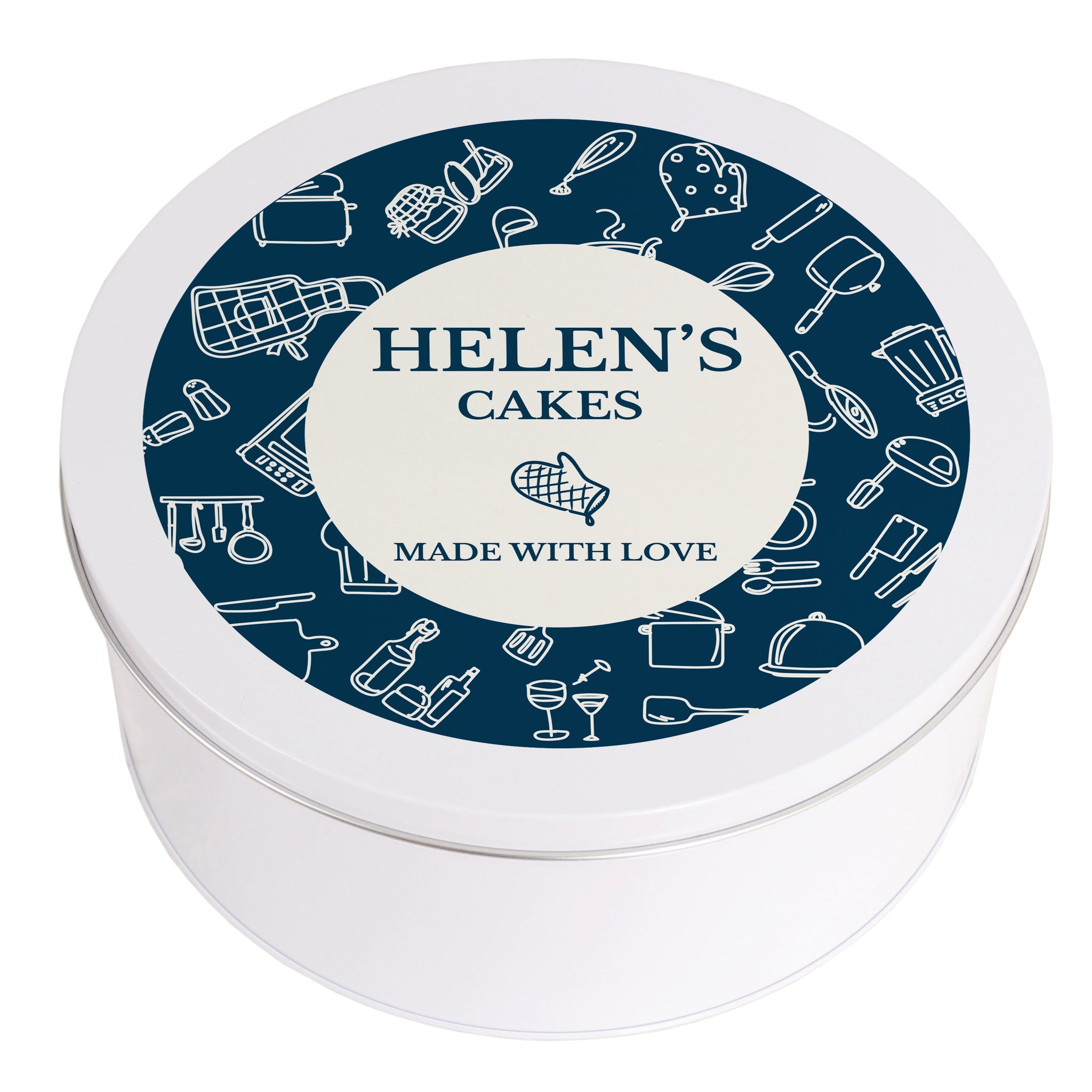 Personalised Navy Kitchen Design Cake Tin: 5 - Storage By Gift Moments