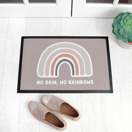Personalised Neutral Rainbow Door Mat 40x60cm: 2 - Doormats By Gift Moments