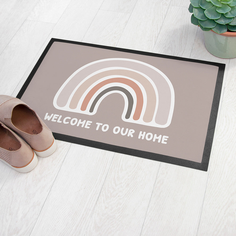 Personalised Neutral Rainbow Door Mat 40x60cm: 6 - Doormats By Gift Moments