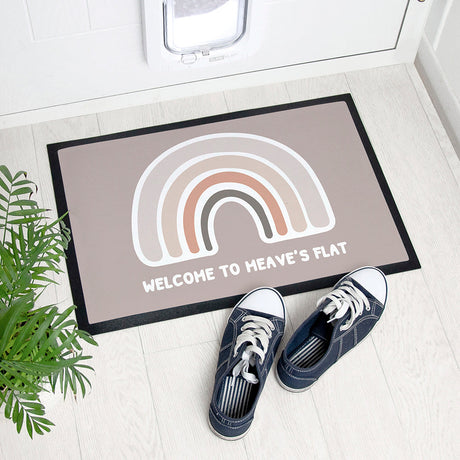 Personalised Neutral Rainbow Door Mat 40x60cm: 1 - Doormats By Gift Moments