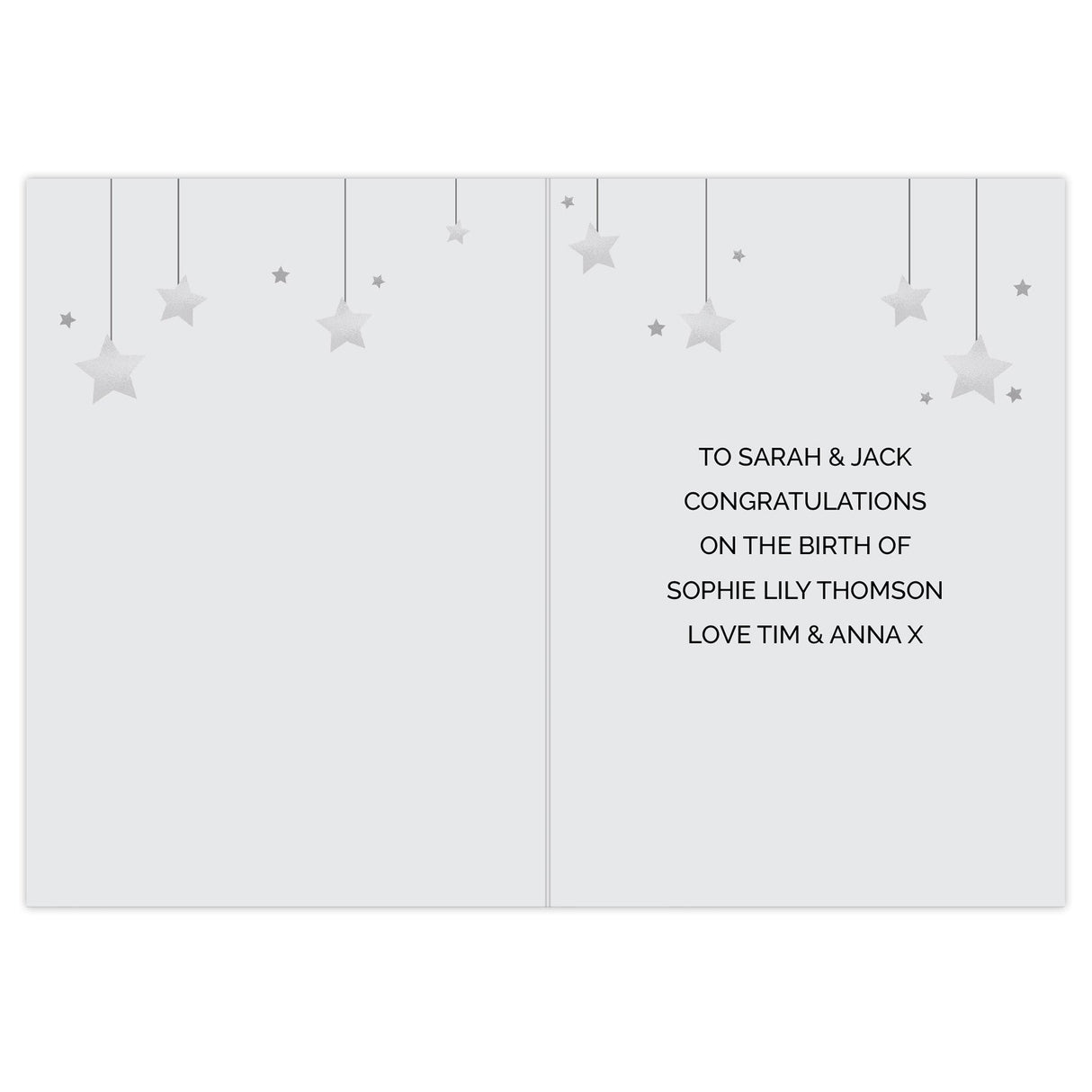 Personalised New Baby Moon & Stars Card: 2 - Greeting Cards By Gift Moments