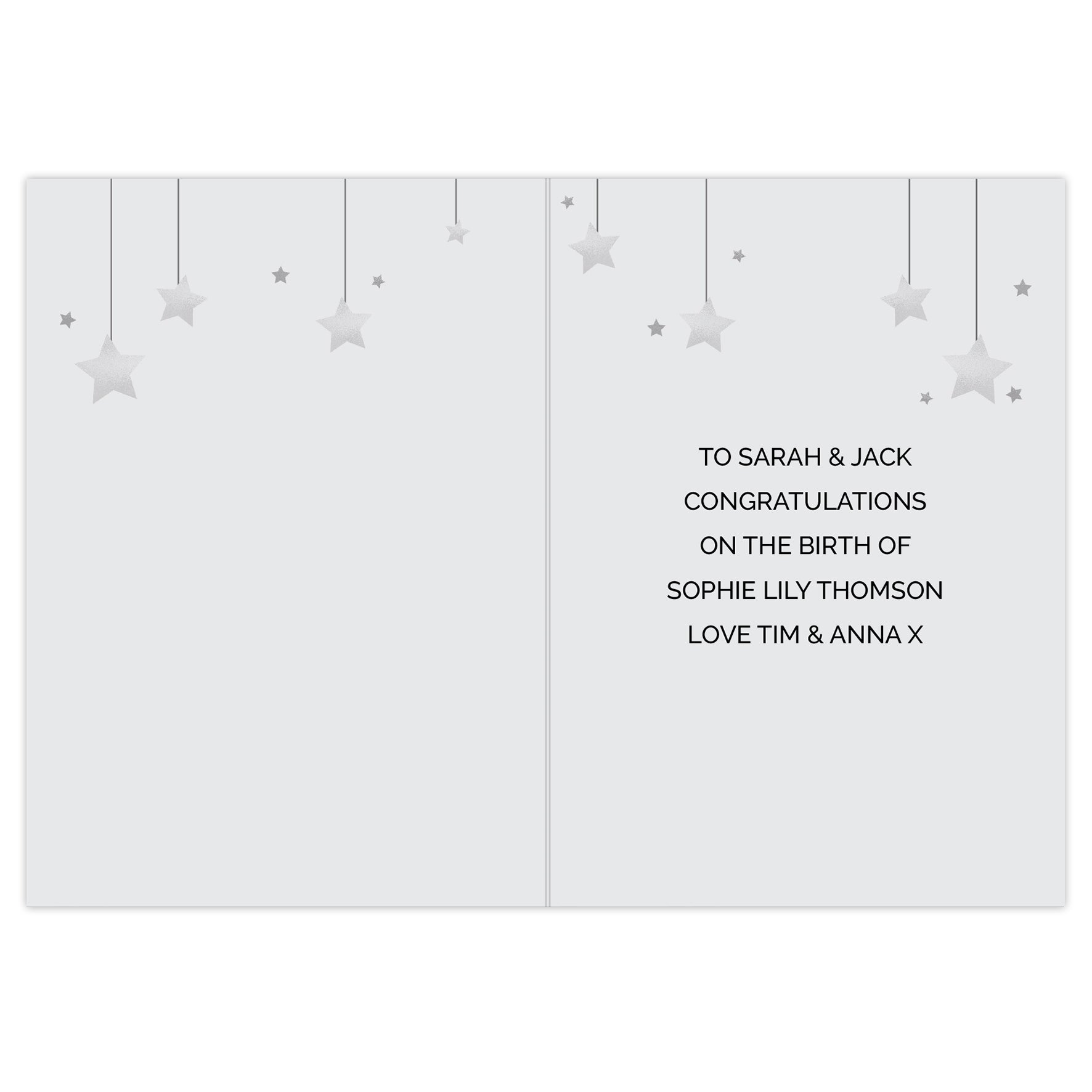 Personalised New Baby Moon & Stars Card: 2 - Greeting Cards By Gift Moments