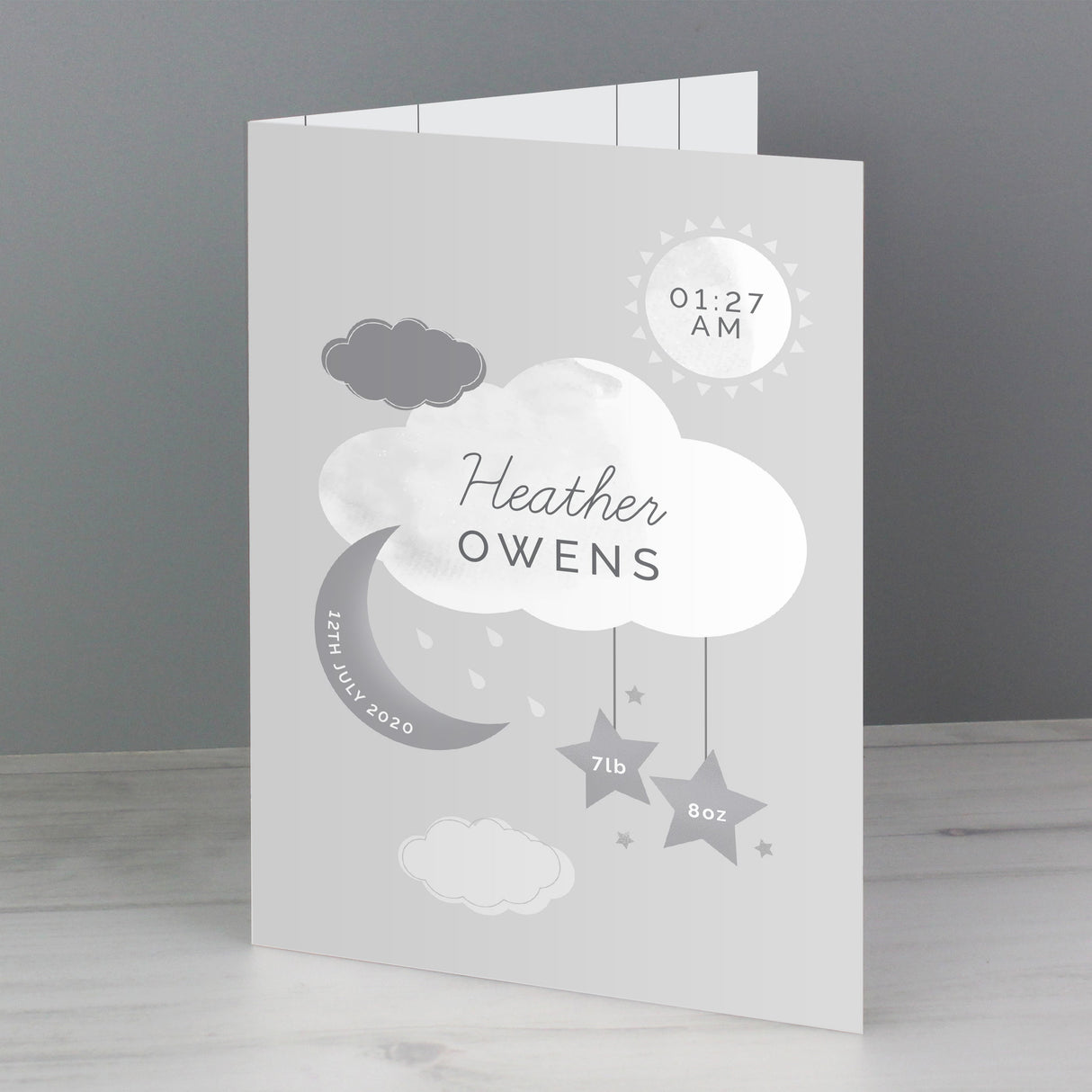 Personalised New Baby Moon & Stars Card: 4 - Greeting Cards By Gift Moments