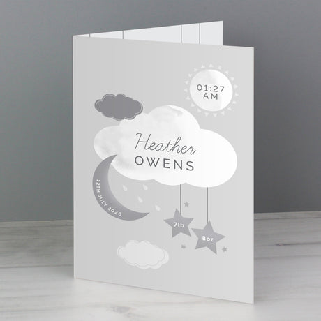Personalised New Baby Moon & Stars Card: 4 - Greeting Cards By Gift Moments