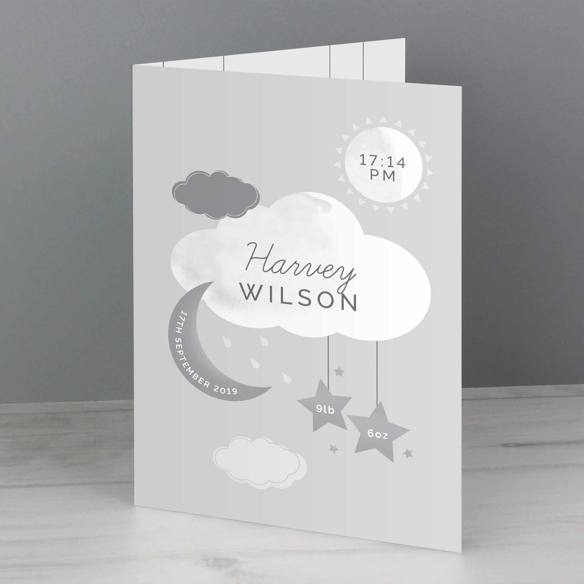 Personalised New Baby Moon & Stars Card: 5 - Greeting Cards By Gift Moments