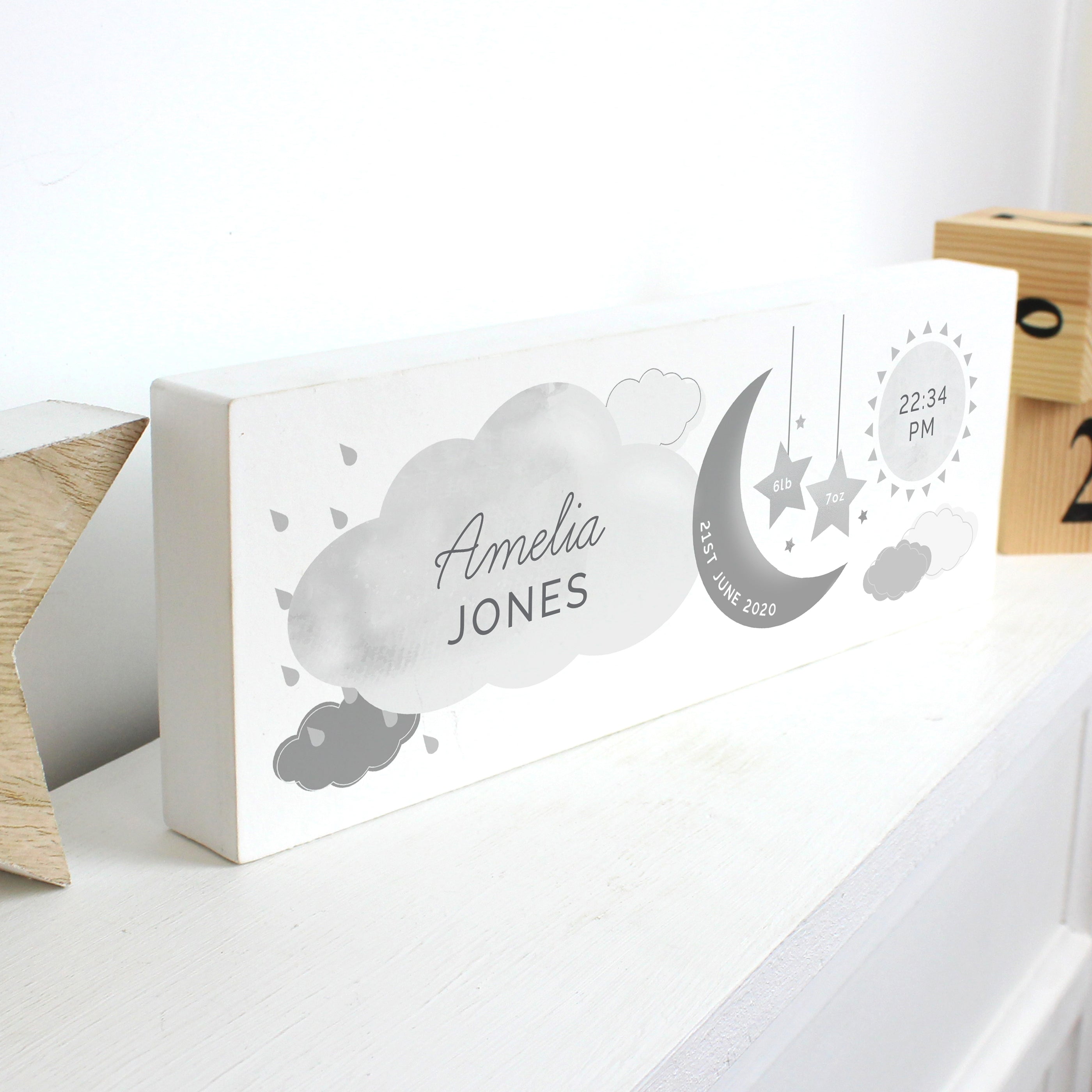 Personalised New Baby Wooden Block Nursery Sign - Shop Signs & Plaques At Gift Moments - 1