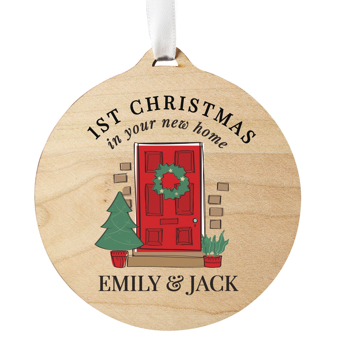 Personalised New Home Round Wooden Decoration: 5 - Decorations By Gift Moments
