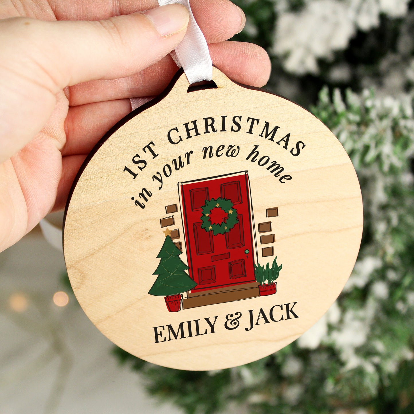 Personalised New Home Round Wooden Decoration: 3 - Decorations By Gift Moments
