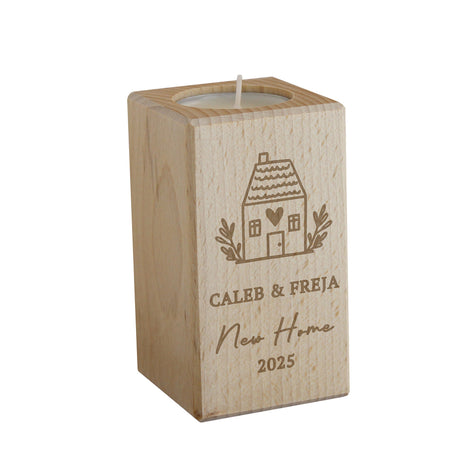 Personalised New Home Wooden Tealight Holder - Shop Candle Holders At Gift Moments - 4