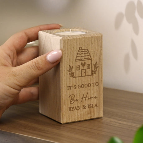 Personalised New Home Wooden Tealight Holder - Shop Candle Holders At Gift Moments - 1