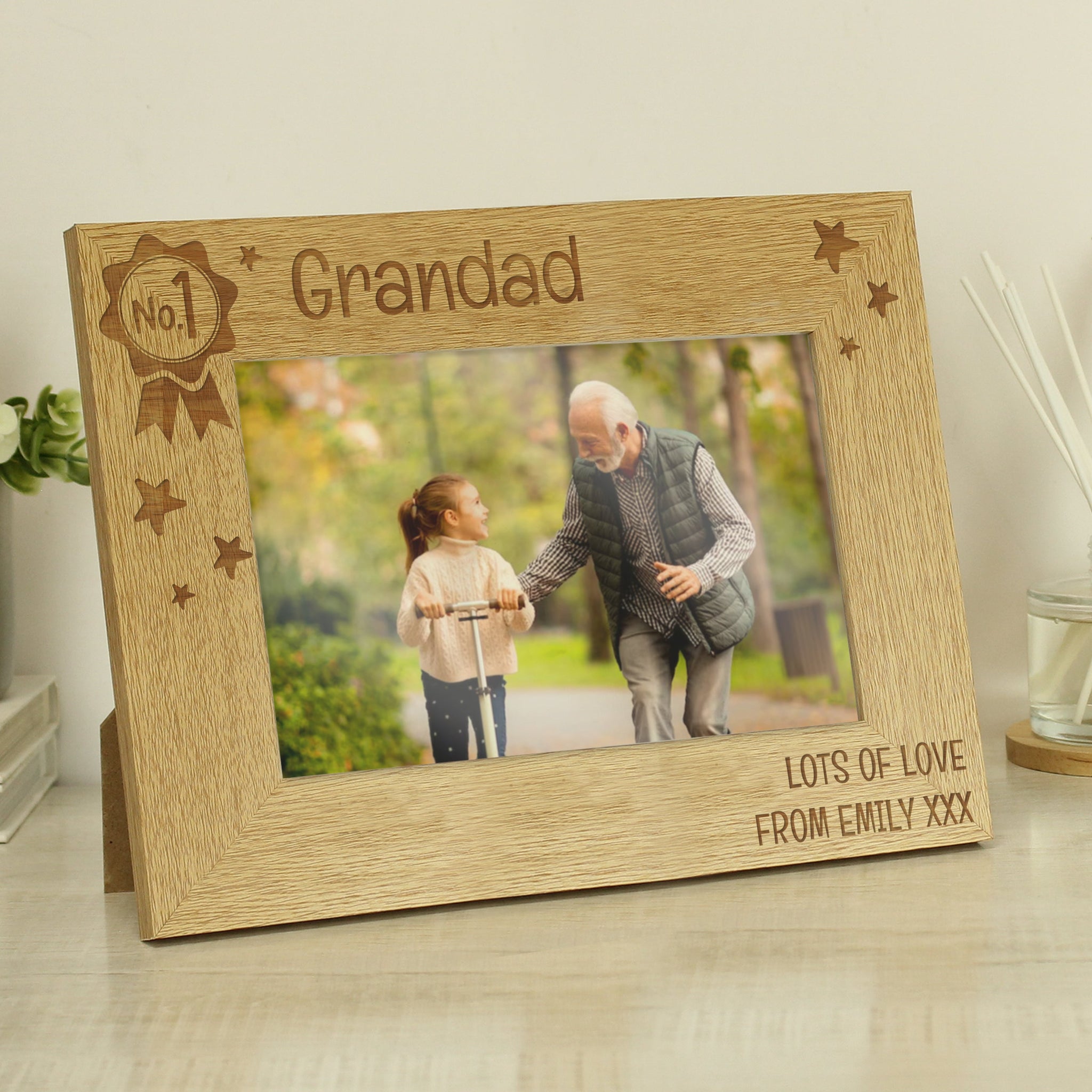 Personalised No.1 6x4 Landscape Wooden Photo Frame: 3 - Photo Frames By Gift Moments