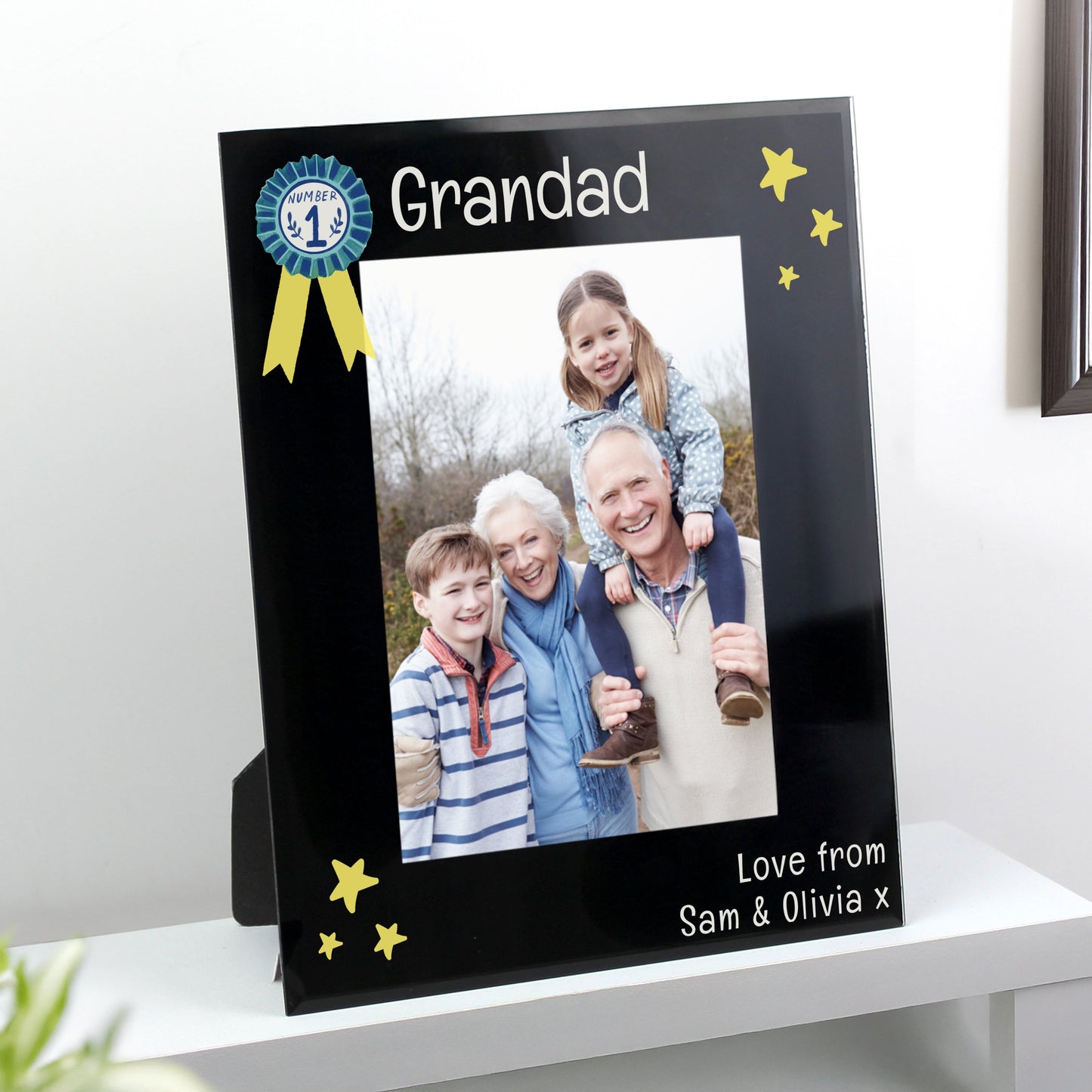 Personalised No.1 Black Glass 5x7 Frame: 3 - Photo Frames By Gift Moments