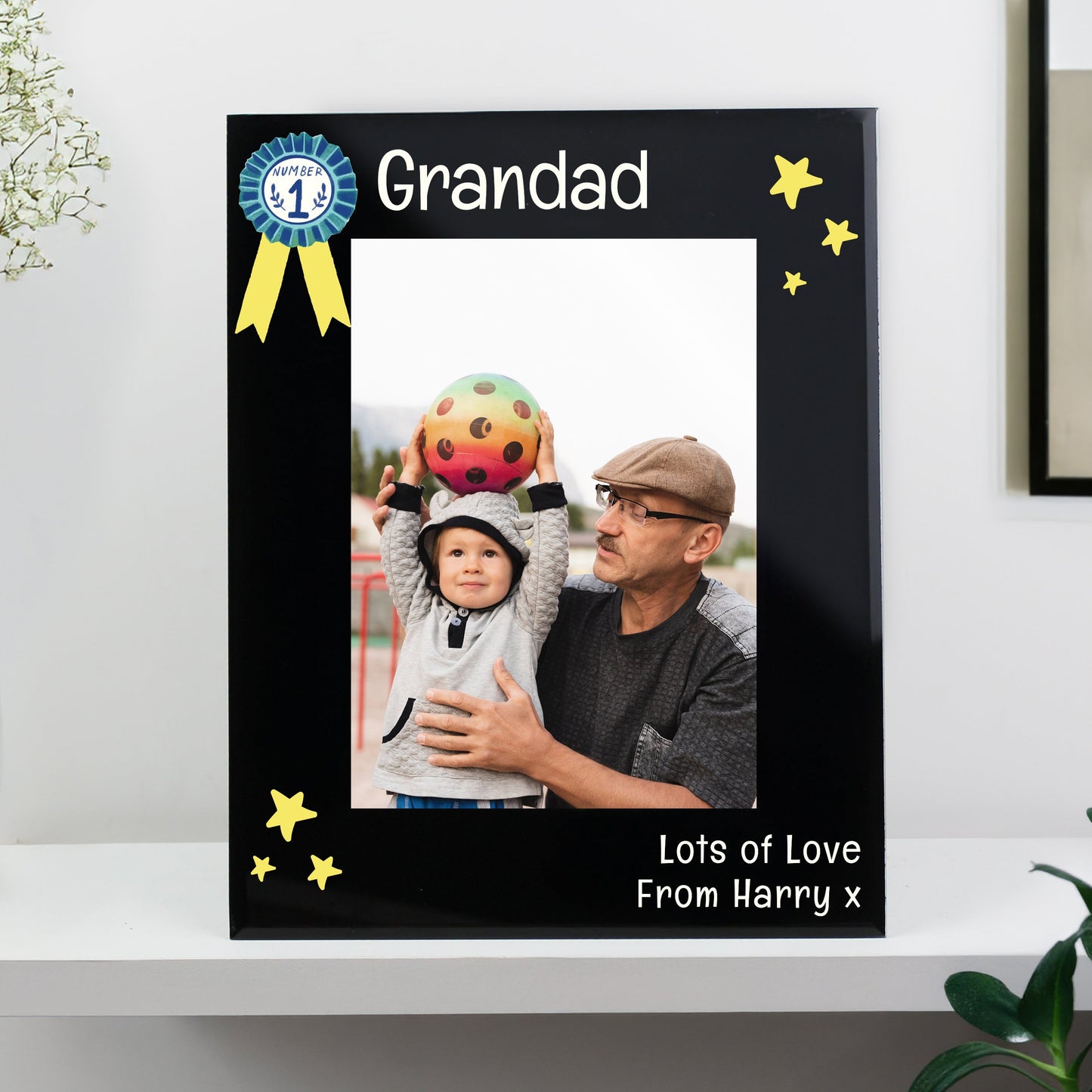 Personalised No.1 Black Glass 5x7 Frame: 2 - Photo Frames By Gift Moments