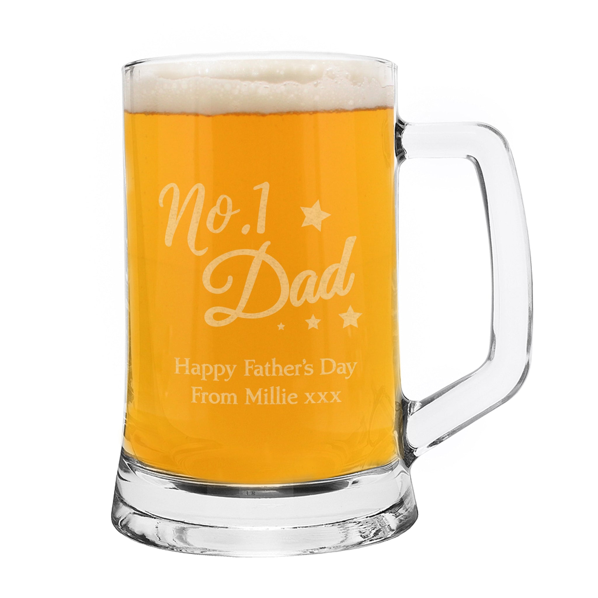 Personalised No.1 Dad Glass Pint Stern Tankard: 2 - Tankards By Gift Moments