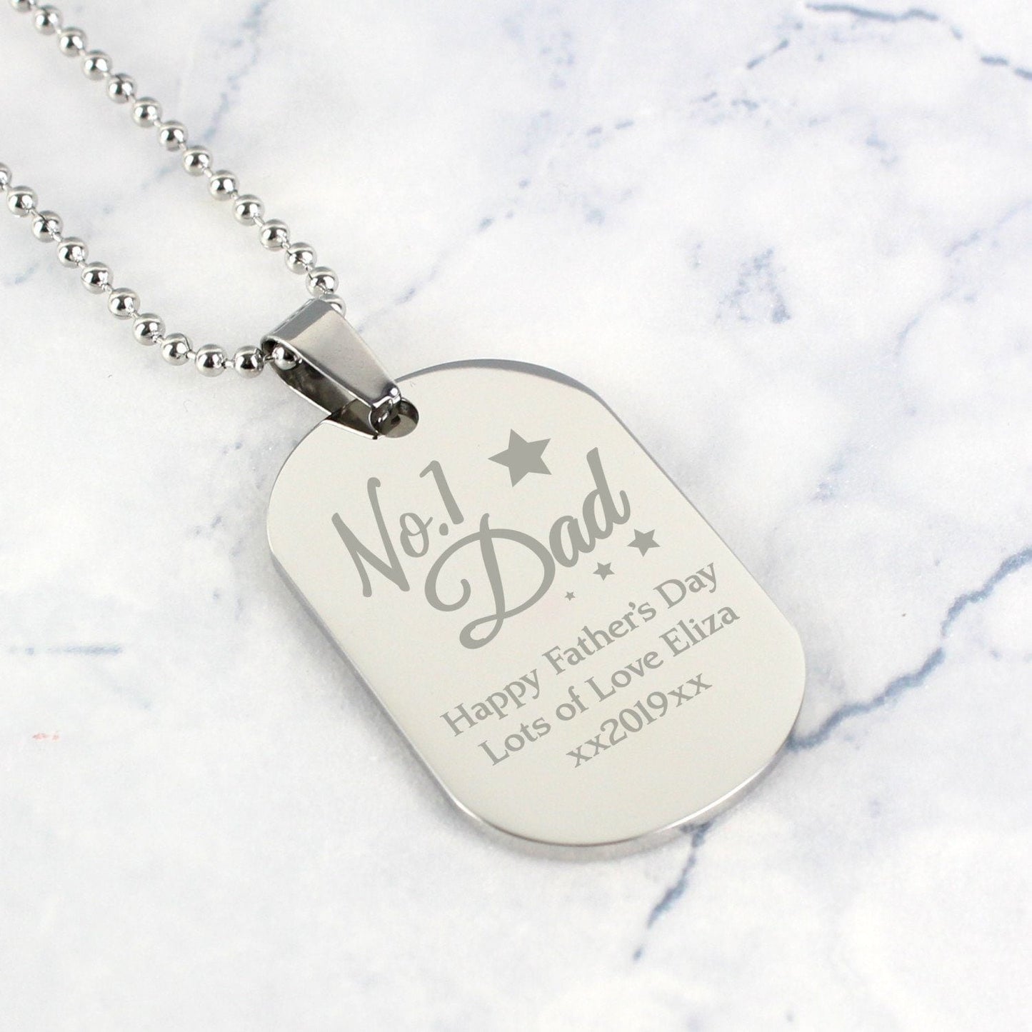 Personalised No.1 Dad Stainless Steel Dog Tag Necklace: 2 - Necklaces By Gift Moments