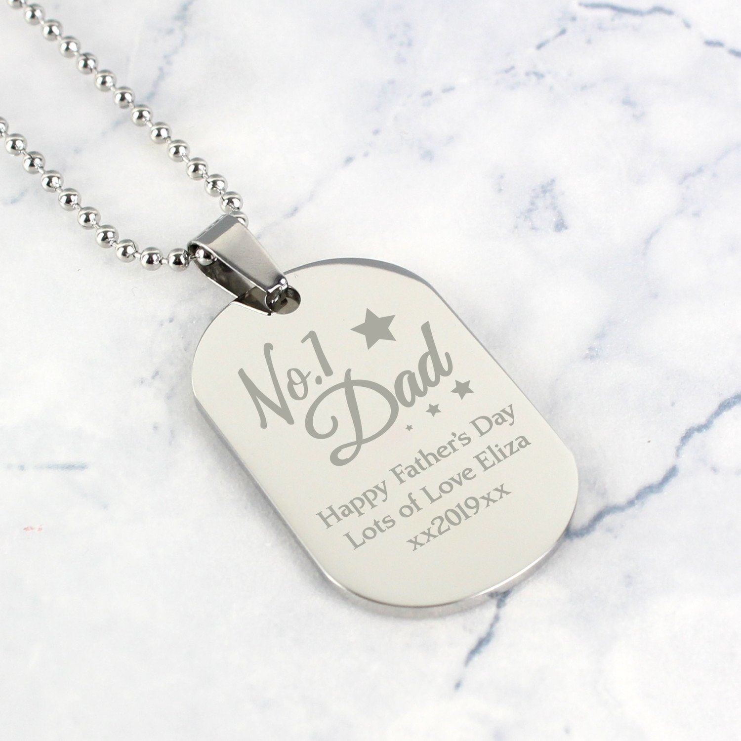 Personalised No.1 Dad Stainless Steel Dog Tag Necklace: 2 - Necklaces By Gift Moments
