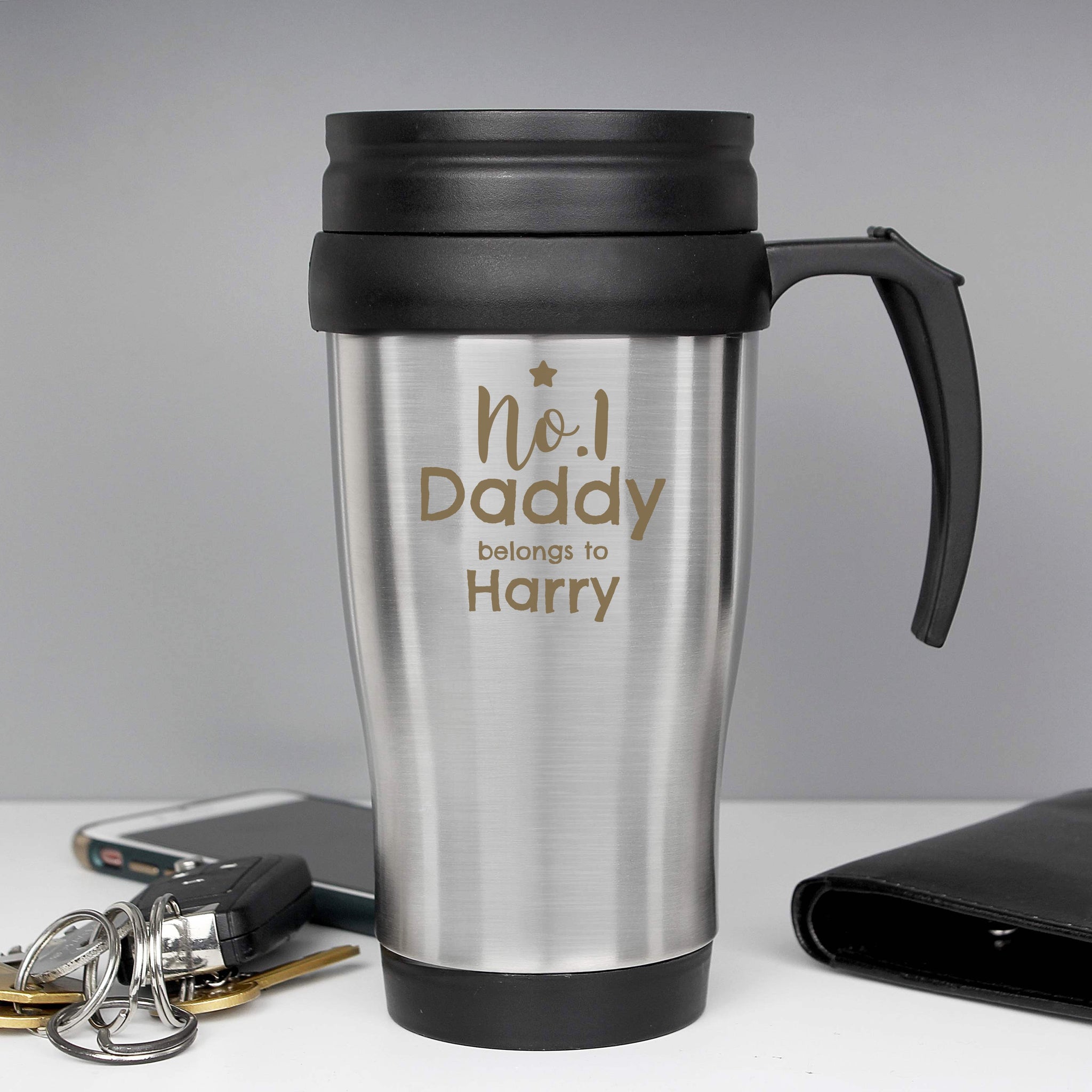 Personalised No.1 Daddy Travel Mug: 1 - Travel Mugs By Gift Moments