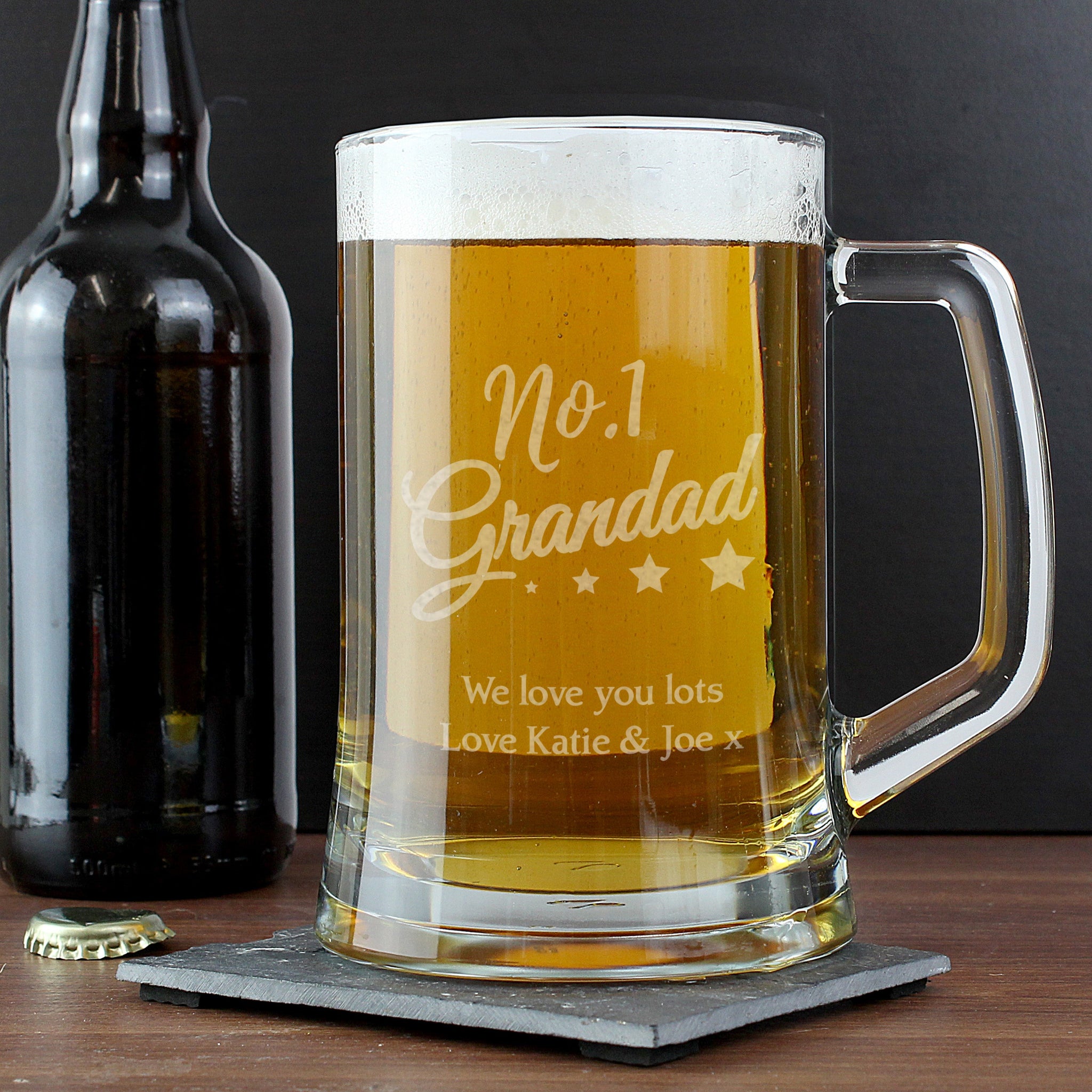 Personalised No.1 Grandad Glass Pint Stern Tankard: 1 - Tankards By Gift Moments