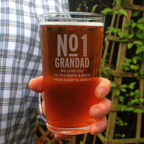 Personalised No. 1 Pint Glass: 8 - Beer Glasses By Gift Moments