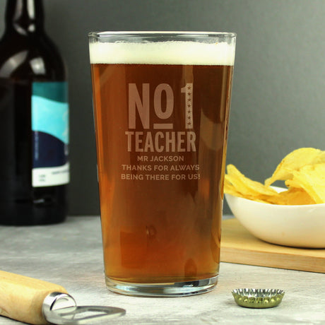 Personalised No. 1 Pint Glass: 6 - Beer Glasses By Gift Moments