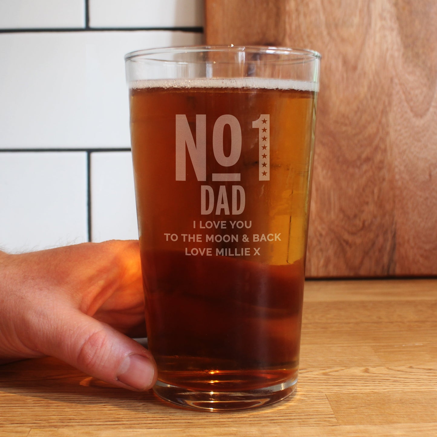 Personalised No. 1 Pint Glass: 3 - Beer Glasses By Gift Moments