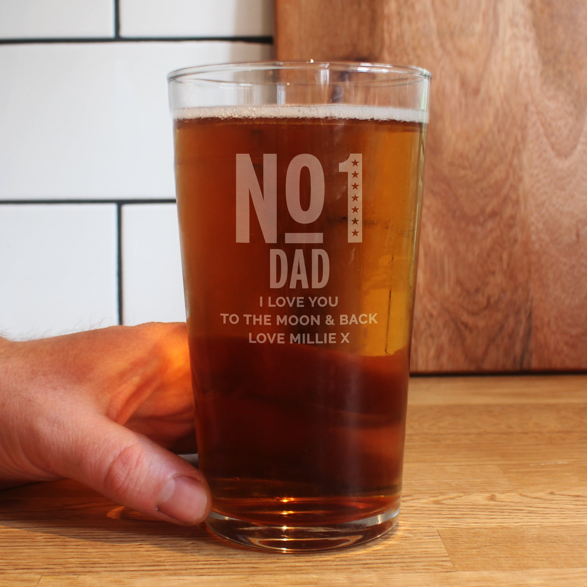 Personalised No. 1 Pint Glass: 3 - Beer Glasses By Gift Moments