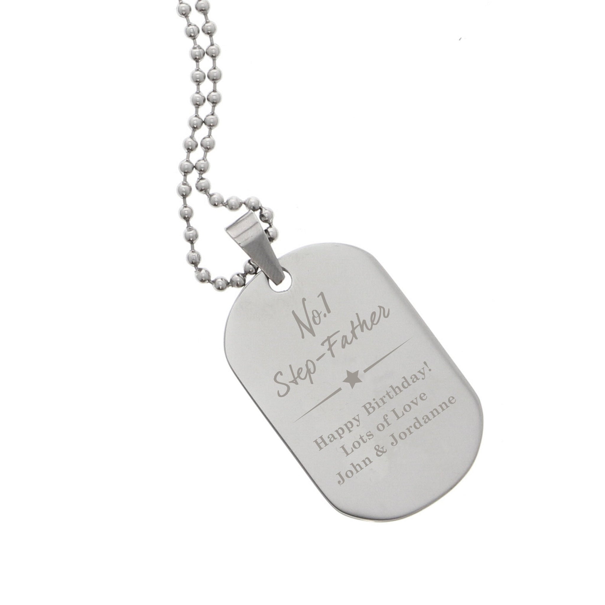 Personalised No.1 Stainless Steel Dog Tag Necklace: 2 - Necklaces By Gift Moments