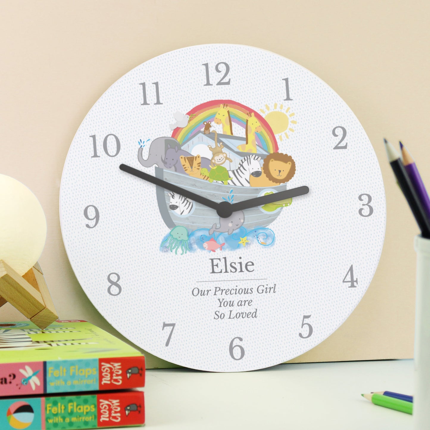 Personalised Noah’s Ark Clock: 1 - Clocks By Gift Moments