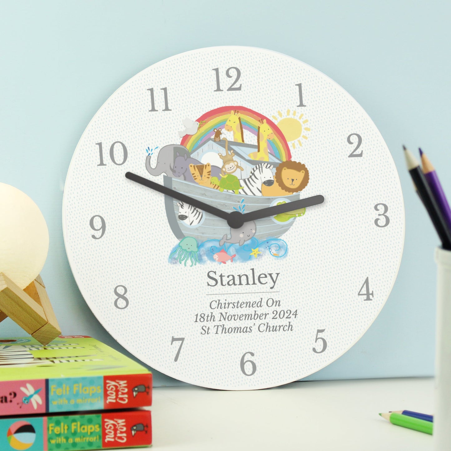 Personalised Noah’s Ark Clock: 3 - Clocks By Gift Moments