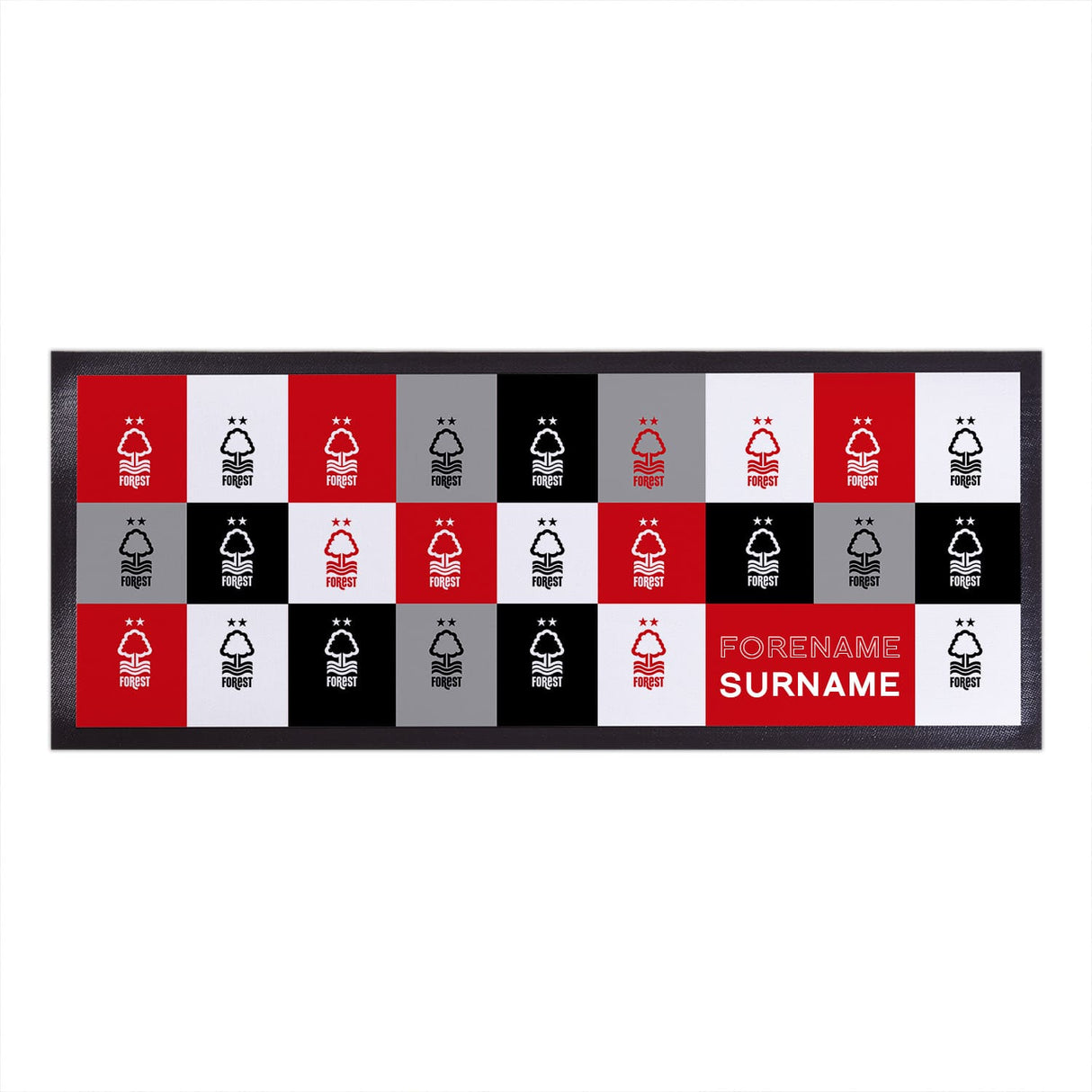 Personalised Nottingham Forest FC Chequered Bar Runner: 1 - Barware By Nottingham Forest