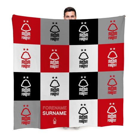 Personalised Nottingham Forest FC Chequered Fleece Blanket: 1 - Blankets By Nottingham Forest