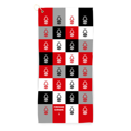 Personalised Nottingham Forest FC Chequered Golf Towel: 1 - Golf Towels By Nottingham Forest