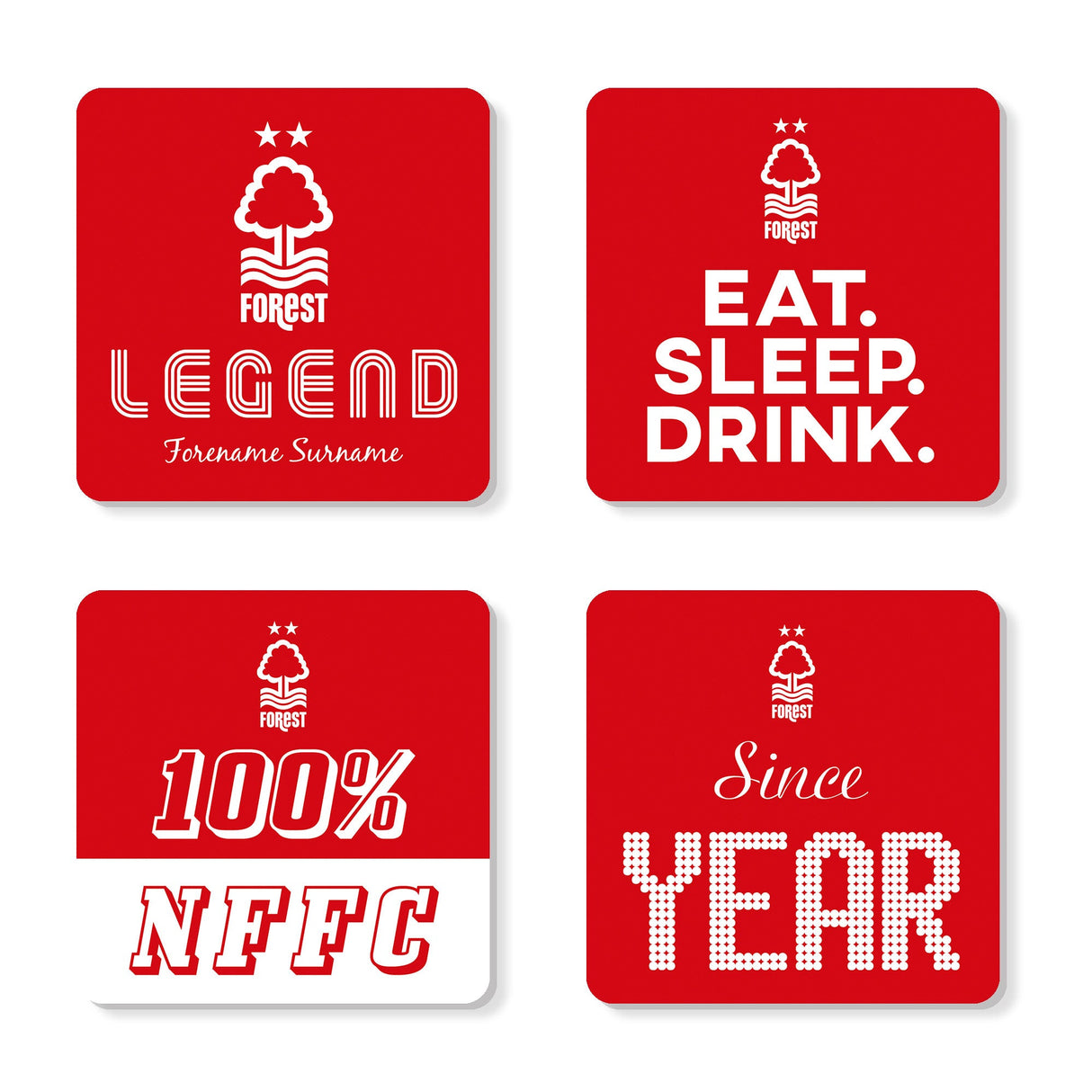 Personalised Nottingham Forest FC Coasters: 1 - Coasters By Nottingham Forest