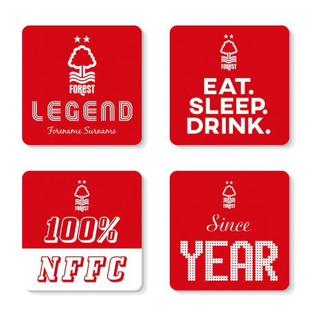 Personalised Nottingham Forest FC Coasters: 1 - Coasters By Nottingham Forest