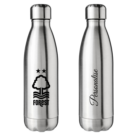 Personalised Nottingham Forest FC Crest Silver Insulated Water Bottle: 1 - Water Bottles By Nottingham Forest